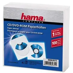 Produktbild: Hama CD-/DVD-/Blu-ray Papierhüllen (mit transparentem Sichtfenster, verschließbar) 100er-Pack, weiß