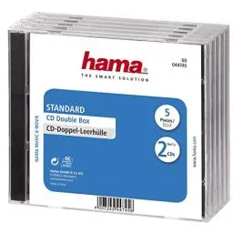 Produktbild: Hama CD-Doppel-Leerhülle (5er-Pack, Standard) CD-Hüllen transparent-schwarz