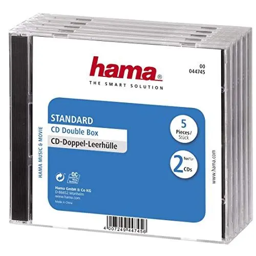 Produktbild: Hama CD-Doppel-Leerhülle (5er-Pack, Standard) CD-Hüllen transparent-schwarz