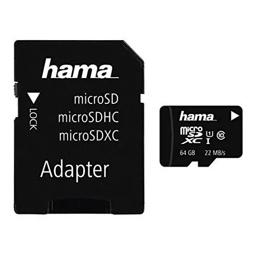 Produktbild: Hama Class 10 microSDXC 64GB Speicherkarte inkl. Adapter (UHS-I) für Mobile