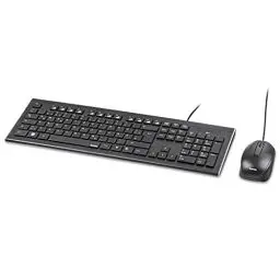 Produktbild: Hama Computertastatur Maus Set (kabelgebunden, ergonomisch, deutsches Tastenlayout QWERTZ, leise Tasten, flaches Design, 12 Media-Tasten, optische Maus, 1000 dpi, USB-Anschluss, PC, Laptop) schwarz