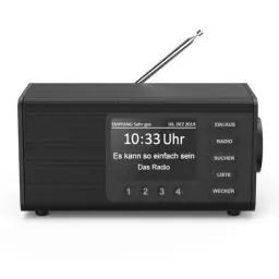 Produktbild: Hama DAB Radio mit DAB+/DAB und FM DR1000DE (Digitalradio mit großem Display, Küchenradio mit einfacher Bedienung, kleines Radio mit großen Tasten, UKW, AUX, 5W, Radiowecker, Seniorenradio) schwarz