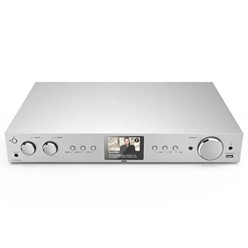 Produktbild: Hama DAB Tuner HiFi Digitalradio Internet Radio FM Tuner Bluetooth Internetradio FM WLAN Stereo Receiver Spotify Amazon Music Fernbedienung USB AUX Wecker DIT2105SBTX silber