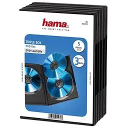 Produktbild: Hama DVD-Hülle Triple 5er-Pack (auch passend für CDs und Blu-rays) mit Folie zum Einstecken des Covers, schwarz