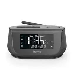 Produktbild: Hama Digitalradio mit Wecker (Radio DAB, DAB+, Bluetooth, USB-Ladefunktion, UKW, digitales Uhrenradio, 2 Weckzeiten, Wochenendfunktion, Sleeptimer, automat. Helligkeitsregulierung) Radiowecker Schwarz