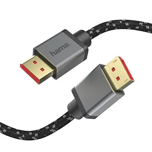 Produktbild: Hama Displayport Kabel 2m lang DP Kabel 1.4 (Display Port Cable mit Ultra HD 8k @ 60 Hz, Monitorkabel mit robustem Mantel, Displayport-Kabel zu Verbindung von PC/Notebook mit Monitor, TV oder Beamer)