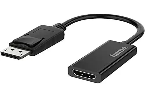 Produktbild: Hama Displayport auf HDMI Adapter (Monitoradapter 4K Ultra HD, Adapterkabel Displayport Stecker – HDMI Kupplung, Video Adapter für PC, Notebook zum Anschluss an Monitor, TV, Beamer)