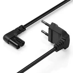 Produktbild: Hama Euro-Netzkabel mit Winkelstecker 3m (langes Kabel, Euro-Netzstecker auf Euro 8 C7 Doppelbuchse, abgewinkelt) Stromkabel, Eurokabel schwarz