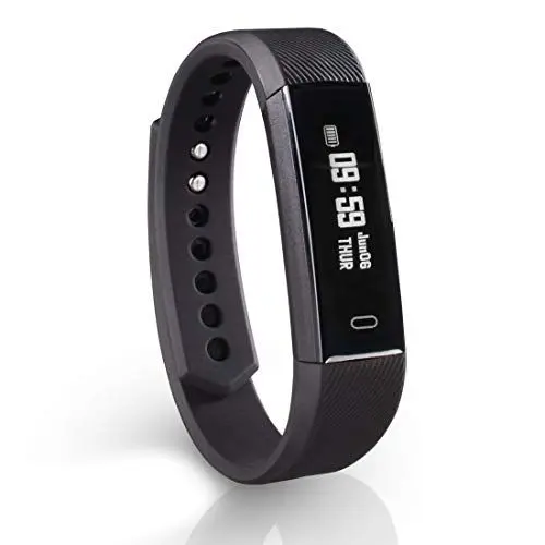 Produktbild: Hama Fitness-Armband mit Pulsmesser (Fitness-Uhr mit Kalorienzähler, Schrittzähler, Schlafmonitor, schmaler Fitness Tracker mit App, Vibrations-Wecker, Bewegungserinnerung) schwarz