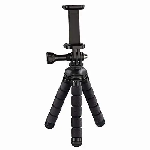Produktbild: Hama Flex Ministativ 1/4 Zoll Arbeitshoehe=7-14cm Schwarz Fuer Smartphones und GoPro, 00004609, 14 cm