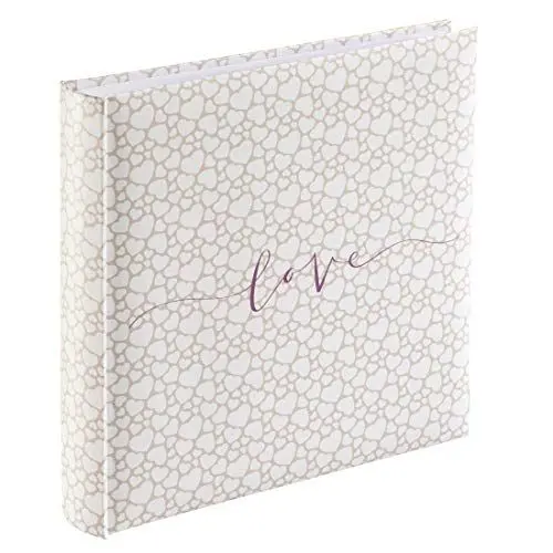 Produktbild: Hama Fotoalbum Jumbo 30x30 cm (Fotobuch mit 80 weißen Seiten, Hochzeitsalbum für 320 Fotos im Format 10x15 cm zum Selbstgestalten und Einkleben, Album mit Herz Motiv) beige