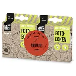 Produktbild: Hama Fotoecken 1000 Stück (Foto Klebepads selbstklebend, Fotokleber Ecken geeignet für Fotoalbum und Scrapbook zum Einkleben von Fotos, Postkarten, Grußkarten, Spenderbox 2x 500 Stück), transparent