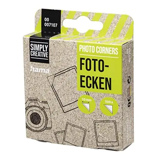 Produktbild: Hama Fotoecken 500 Stück (Foto Klebepads selbstklebend, Fotokleber Ecken geeignet für Fotoalbum und Scrapbook zum Einkleben von Fotos, Postkarten, Grußkarten, Spenderbox), transparent