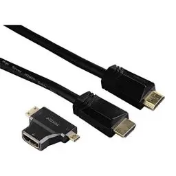 Produktbild: Hama HDMI-Kabel (Stecker, Ethernet, 1,5m, 2 HDMI-Adapter)