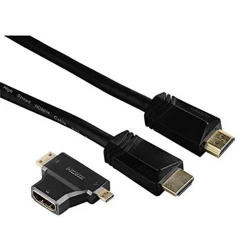 Produktbild: Hama HDMI-Kabel (Stecker, Ethernet, 1,5m, 2 HDMI-Adapter)