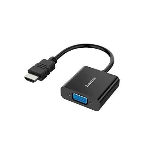 Produktbild: Hama HDMI auf VGA Adapter Full HD 1080p (HDMI Stecker, VGA Buchse und Klinken Buchse, Adapter zum Anschluss von PC, Laptop, Computer mit HDMI an Monitor, TV oder Beamer mit VGA-Anschluss, Konverter)
