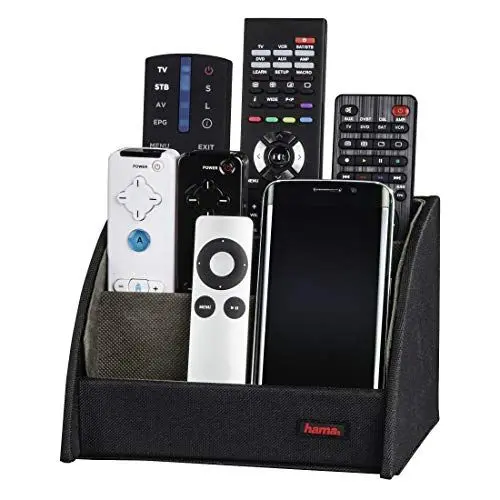 Produktbild: Hama Halterung für Fernbedienungen, Make-Up, Stifte (Fernbedienungshalter für TV, Receiver, DVD, universelle Ablage, Aufbewahrungsbox als Organizer für Schreibtisch, Küche, Bad) schwarz, 00084035, Maxi