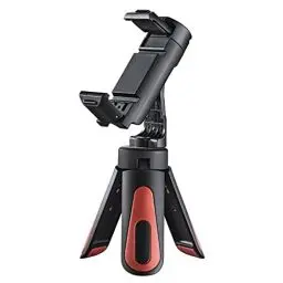 Produktbild: Hama Handy Stativ (Ministativ mit Handyhalterung für Selfies, drehbar und neigbar im Quer- und Hochformat, ideal als Reisestativ, Stativ für Smartphones von 5,8 bis 8,5cm Breite, 1/4 Zoll Schraube)
