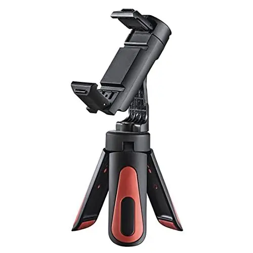 Produktbild: Hama Handy Stativ (Ministativ mit Handyhalterung für Selfies, drehbar und neigbar im Quer- und Hochformat, ideal als Reisestativ, Stativ für Smartphones von 5,8 bis 8,5cm Breite, 1/4 Zoll Schraube)