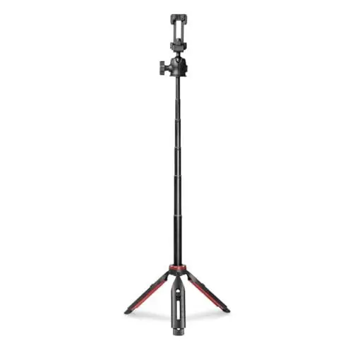 Produktbild: Hama Handy Stativ mit Handyhalterung (Ministativ höhenverstellbar max. 80 cm, min 22 cm, 2in1 Kamerastativ und Stativ für Smartphone, leichtes Reisestativ aus Aluminium mit Kugelkopf und Fernauslöser)