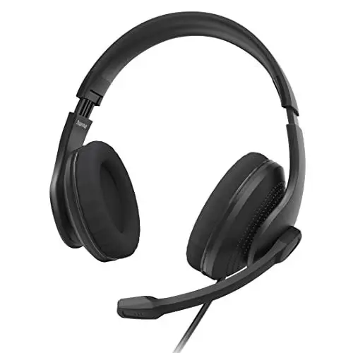 Produktbild: Hama USB Headset, Over Ear Kopfhörer mit Mikrofon (PC Headset mit Lautstärkeregler und verstellbarem Mikro, USB-A-Stecker, 2m langes Kabel, für Videokonferenzen, Homeoffice, eLearning) schwarz