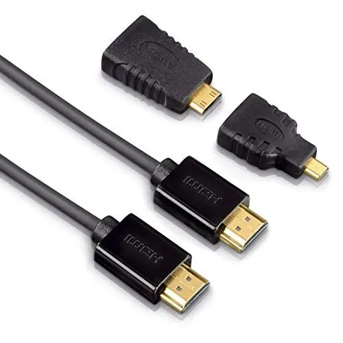 Produktbild: Hama High Speed HDMI-Kabel mit Ethernet (1,5m) inkl. 2X HDMI-Adapter schwarz