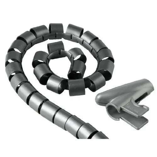 Produktbild: Hama Kabelschlauch mit Einziehhilfe (Flexibler Kabelkanal für Kabelmanagement und Kabelschutz, Kabelspirale für Flexible Bündelweite, Kunststoff, Ø 30 mm, 1,5m) Silber