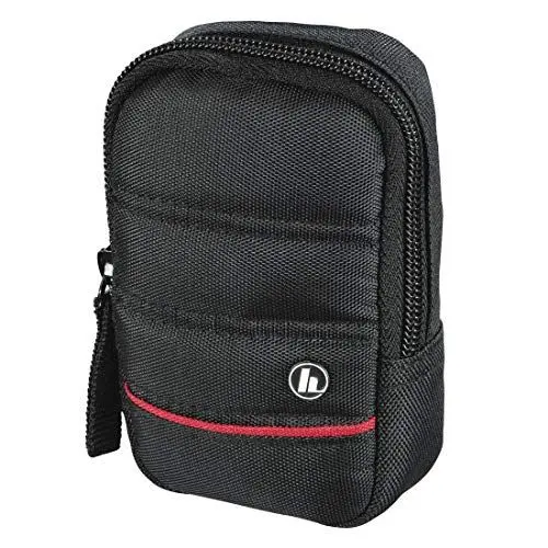Produktbild: Hama Kameratasche „Samara“ für Digitalkamera (Fototasche klein für Kompaktkamera, mit Gürtelschlaufe, Reißverschluss und Zubehörfach, reißfestes Polyester, 6 x 2,5 x 10,5 cm) schwarz