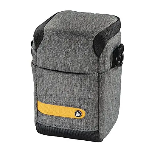 Produktbild: Hama Kameratasche „Terra“ aus Recycling-Polyester (Fototasche für Digitalkamera mit Objektiv 8 x 7,5 x 13 cm, Trageriemen zum Umhängen als Schultertasche, Gürtelschlaufe für Bauchtasche) grau