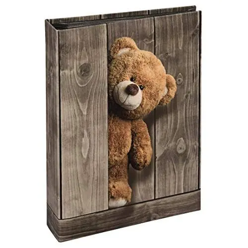 Produktbild: Hama Kinder-Fotoalbum (Einsteckalbum zum Einstecken von 200 Fotos im Format 10x15, Fotobuch mit 100 schwarzen Seiten, Babyalbum mit Teddy-Bär Motiv) braun