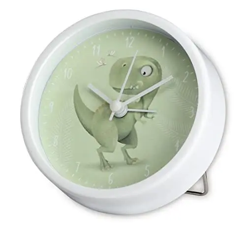 Produktbild: Hama Kinderwecker „Happy Dino“ ohne Ticken (Kinderuhr mit Dino Motiv, Wecker batteriebetrieben, einstellbare Alarmzeit, ideal auch als Lernuhr) grün