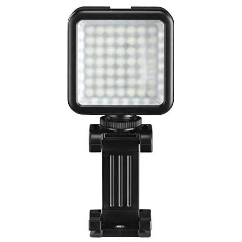 Produktbild: Hama LED Lampe als Videolicht, Fotolicht, Kameralicht (dimmbarer LED Strahler 6000 K, kompakte, tragbare Fotolampe mit Handyhalterung, Blitzschuh z.B. für Mikro, 1/4 Zoll Gewinde für Kamera-Stativ)