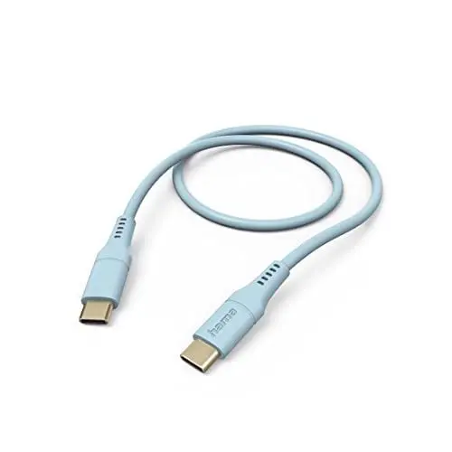 Produktbild: Hama Ladekabel „Flexible“ USB C auf USB C, Silikon, 1,5m (Schnellladung, Handy Ladekabel, Datenkabel, USB Kabel, Handykabel, USB Typ C, Knickschutz, flexibel, vergoldet, maximal kompatibel) blau
