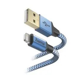 Produktbild: Hama Ladekabel „Reflective“ USB A auf Lightning, Nylon, 1,5m (iPhone Ladekabel, Lightning Kabel, iPhone 14 13 12 11 Pro Max Plus mini SE XS Max XR X 8 7, iPad Pro Air mini, MFI zertifiziert) blau