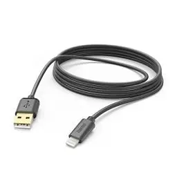Produktbild: Hama Ladekabel USB A auf Lightning (iPhone Ladekabel, Lightning Kabel, iPhone 14 13 12 11 Pro Max Plus mini SE XS Max XR X 8 7, iPad Pro Air mini, iPod, MFI zertifiziert, vergoldet, 3m) schwarz