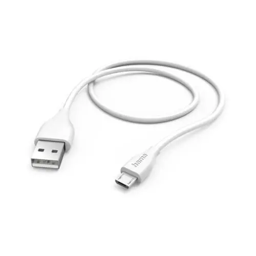 Produktbild: Hama USB-Ladekabel USB 2.0 USB-A Stecker, USB-Micro-B Stecker 1.50m Weiß 00201587