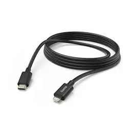 Produktbild: Hama USB C auf Lightning Ladekabel (iPhone 14 13 12 11 Pro Max Plus Mini SE XS XR X 8 7, iPad Pro Air Mini, iPod, MFI Zertifiziert, 3m) Schwarz