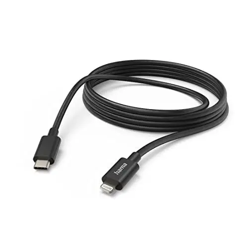 Produktbild: Hama USB C auf Lightning Ladekabel (iPhone 14 13 12 11 Pro Max Plus Mini SE XS XR X 8 7, iPad Pro Air Mini, iPod, MFI Zertifiziert, 3m) Schwarz