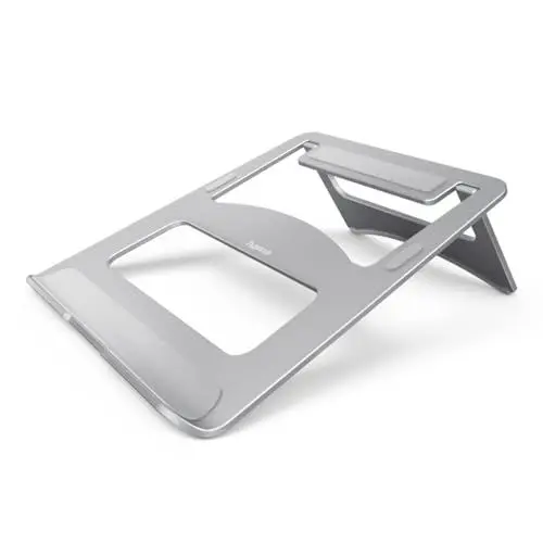 Produktbild: Hama Laptop-Ständer Notebook-Ständer aus Aluminium (Laptophalter für Geräte bis max. 40 cm (15,6 Zoll), Erhöhung 7 cm, rutschfest, klappbar, optimale Laptop-Belüftung, Notebook Stand) Silber