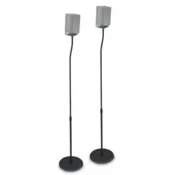 Produktbild: Hama Lautsprecherständer, höhenverstellbar, 2er Set (für Mini Boxen, Rear Speaker im Surround System, mit Kabelführung, rutschfest, Boxenständer universal, 75,8-120cm Höhe, max. 5kg) schwarz