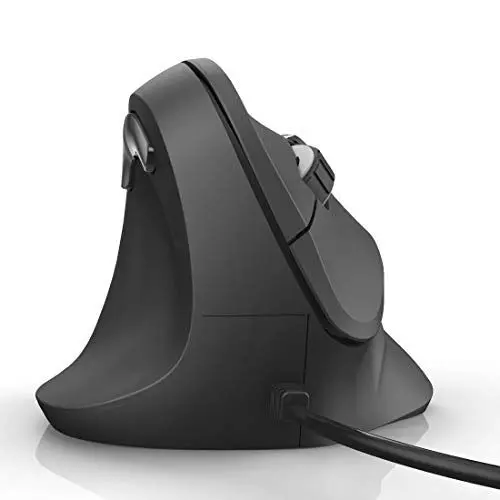 Produktbild: Hama Linkshänder-Maus mit Kabel ergonomisch EMC-500L (Maus links, Wired Mouse vertikal, 6-Tasten Maus kabelgebunden mit optischem Sensor 1000/1400/1800 dpi), schwarz