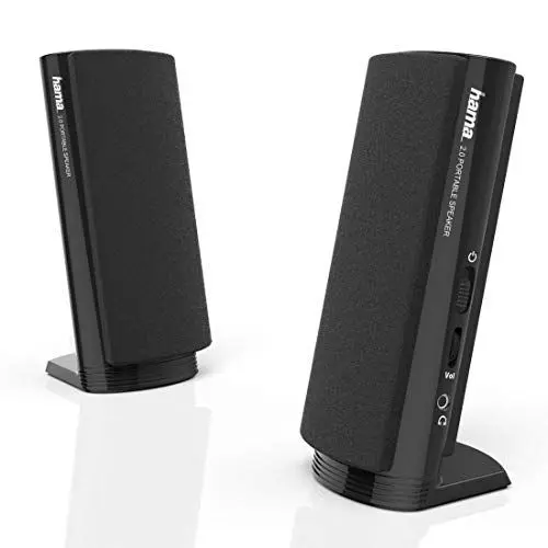 Produktbild: Hama Multimedia Lautsprecher E 80 (PC Lautsprecher mit 3,5 mm Klinke, USB, 2,5 W, aktive Boxen für Computer, Laptop, Notebook, Smartphone, Tablet) schwarz