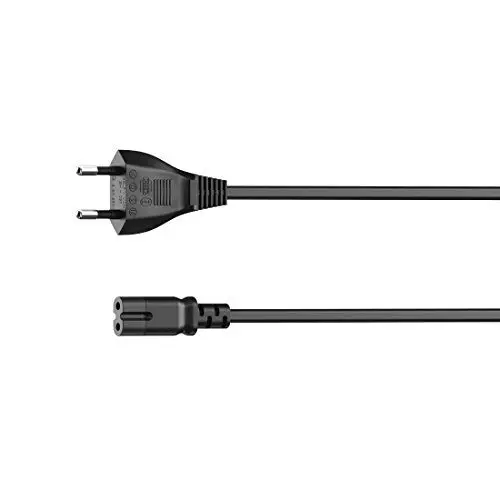 Produktbild: Hama Netzkabel mit flachem Eurostecker (Netzwerkkabel mit Kupplung und 2 poligem Stecker, Netzstecker mit Stromkabel für Laptop, Konsolen, Radios etc., 2,5 A, 5 m) schwarz, 00118025, 5m