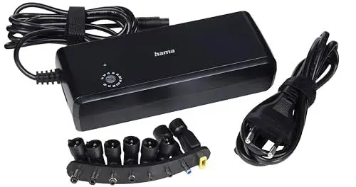 Produktbild: Hama Notebook Netzteil 12 V, 14 V, 15 V, 16 V, 18 V, 18.5 V, 19 V, 19.5 V, 20 V, 21 V, 22 V, 90W (Universalnetzteil für Laptop und Tablet, 8 Stecker für gängige Modelle, zusätzlicher USB Port, 4A)