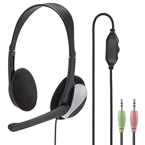 Produktbild: Hama PC Headset HS-P100 mit Mikrofon (Ultra leicht, On-Ear, Stereo, Lautstärkeregler am Kabel, 2 m Kabellänge, 3,5 mm Klinke) schwarz