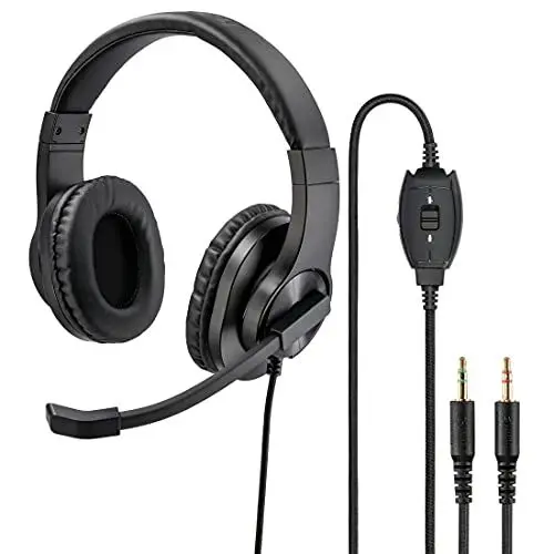 Produktbild: Hama PC Headset, Over Ear Kopfhörer mit Mikrofon (Headset mit Lautstärkenregler und verstellbarem Mikrofonarm, für Videokonferenzen, Homeoffice, Callcenter, eLearning, 2 Klinkenstecker 3,5mm) schwarz