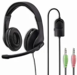 Produktbild: Hama PC Headset Stereo (Office Headset mit Mikrofon, 2x 3,5 mm Klinkenanschluss, Headphones ultraleicht, PC Kopfhörer mit gepolsterten Ohrmuscheln und Kopfbügel, flexibler Mikrofonarm) schwarz