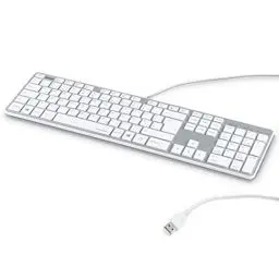 Produktbild: Hama PC Tastatur, kabelgebunden (USB Tastatur, geräuscharm, Ultra Slim Design, Business Tastatur, Computer Tastatur mit Kabel, Deutsches-Layout QWERTZ) Wired Keyboard, weiß silber