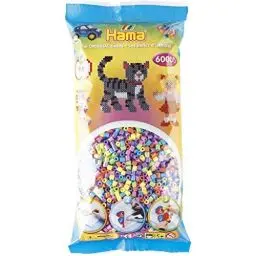 Produktbild: Hama Perlen 205-50 Bügelperlen Beutel mit ca. 6.000 bunten Midi Bastelperlen mit Durchmesser 5 mm im Pastell Mix, kreativer Bastelspaß für Groß und Klein