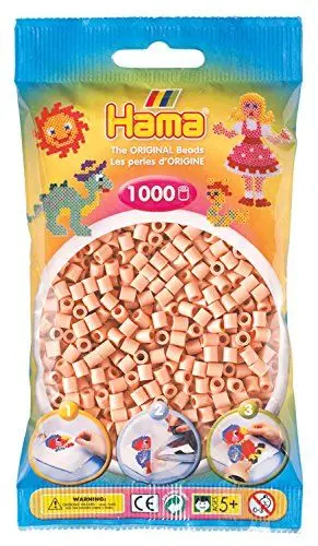 Produktbild: Hama Perlen 207-26 Bügelperlen Beutel mit ca. 1.000 Midi Bastelperlen mit Durchmesser 5 mm in Hellrosa, kreativer Bastelspaß für Groß und Klein